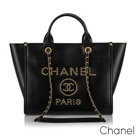 chanel leather deauville tote